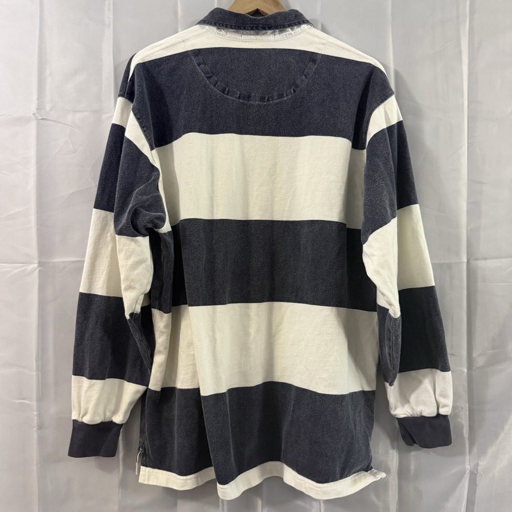 VTG Polo Ralph Lauren Rugby Shirt Blue White Striped Fleet 1987 Faded L Cotton - Picture 5 of 7